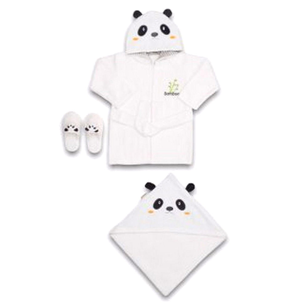 Panda Temalı Bebek Bornoz Seti 0-24 Ay Beyaz - 047.30037.10