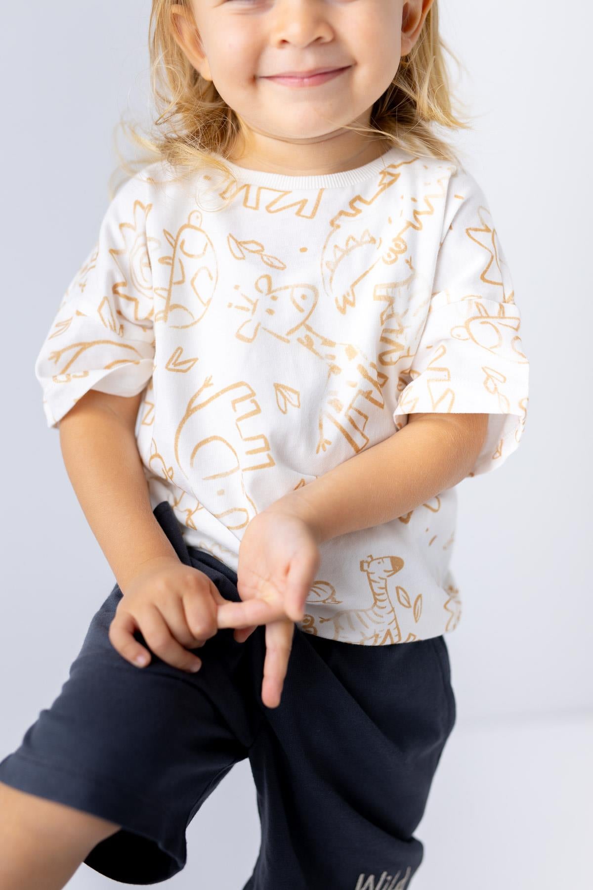 Erkek Bebek Hayvan Desenli T-shirt-1