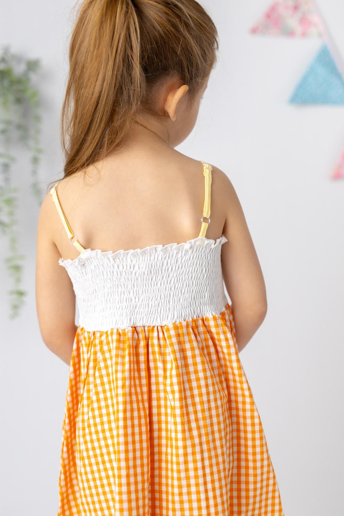 Kız Çocuk Pötikare Desenli Elbise-3