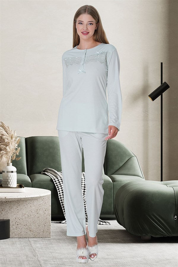 5734 Melisa Kumaş Mavi Kadın Pijama Takımı