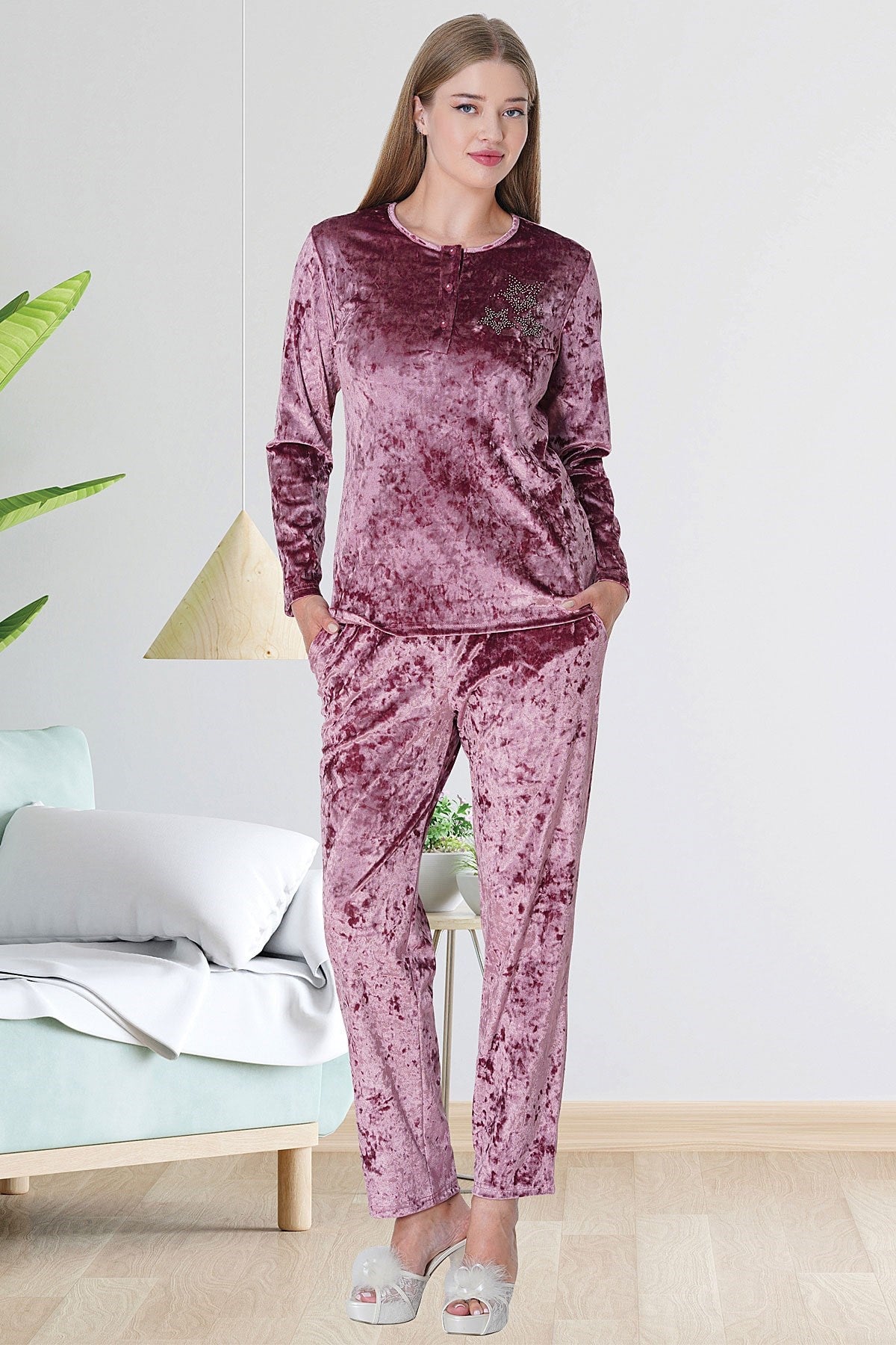 Kadife Lohusa Pijama Takımı - 5721