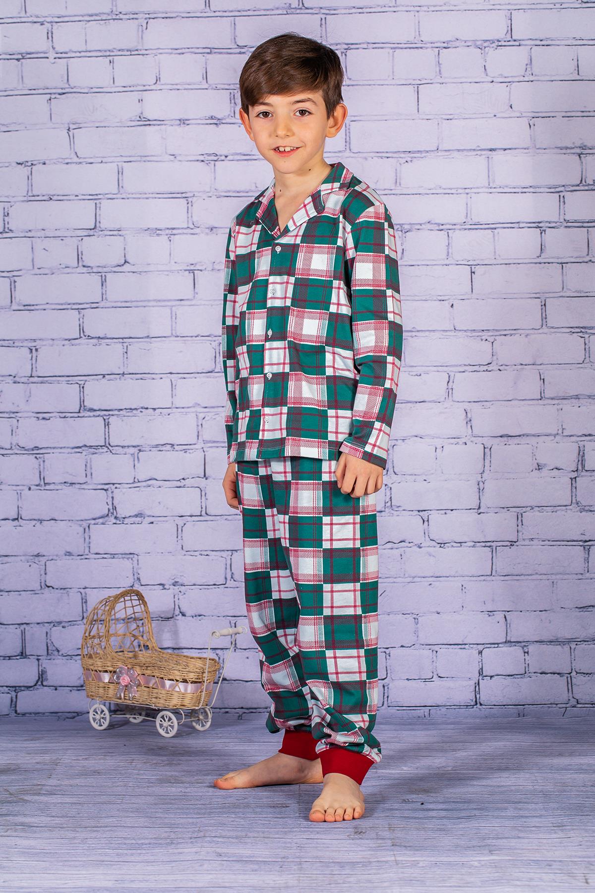 Erkek Çocuk Ekose Desen Pijama Takımı-0