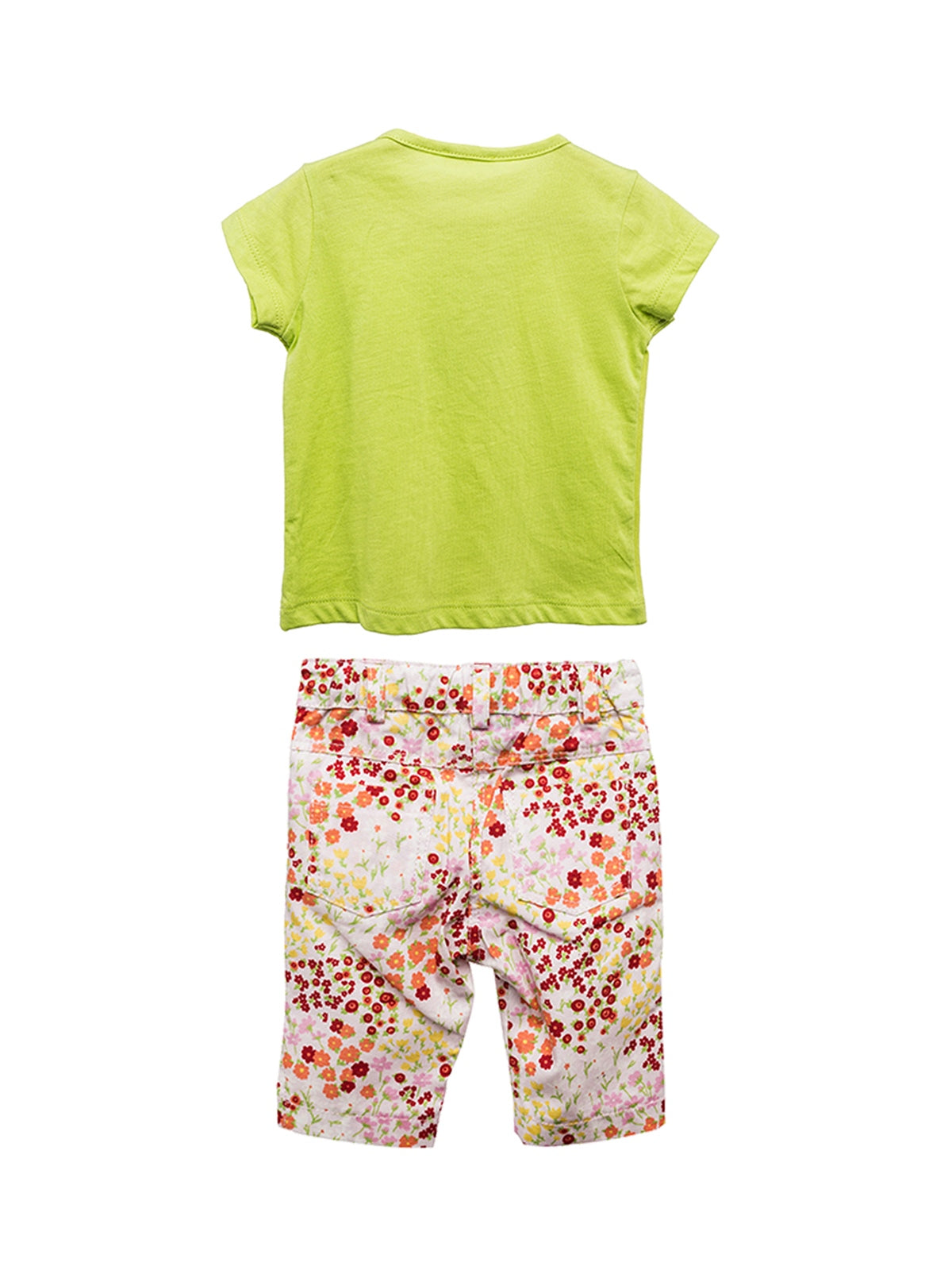 Kız Bebek Yeşil Baskılı T-shirt ve Çiçekli Pantolon Takım (6ay-4yaş)-1