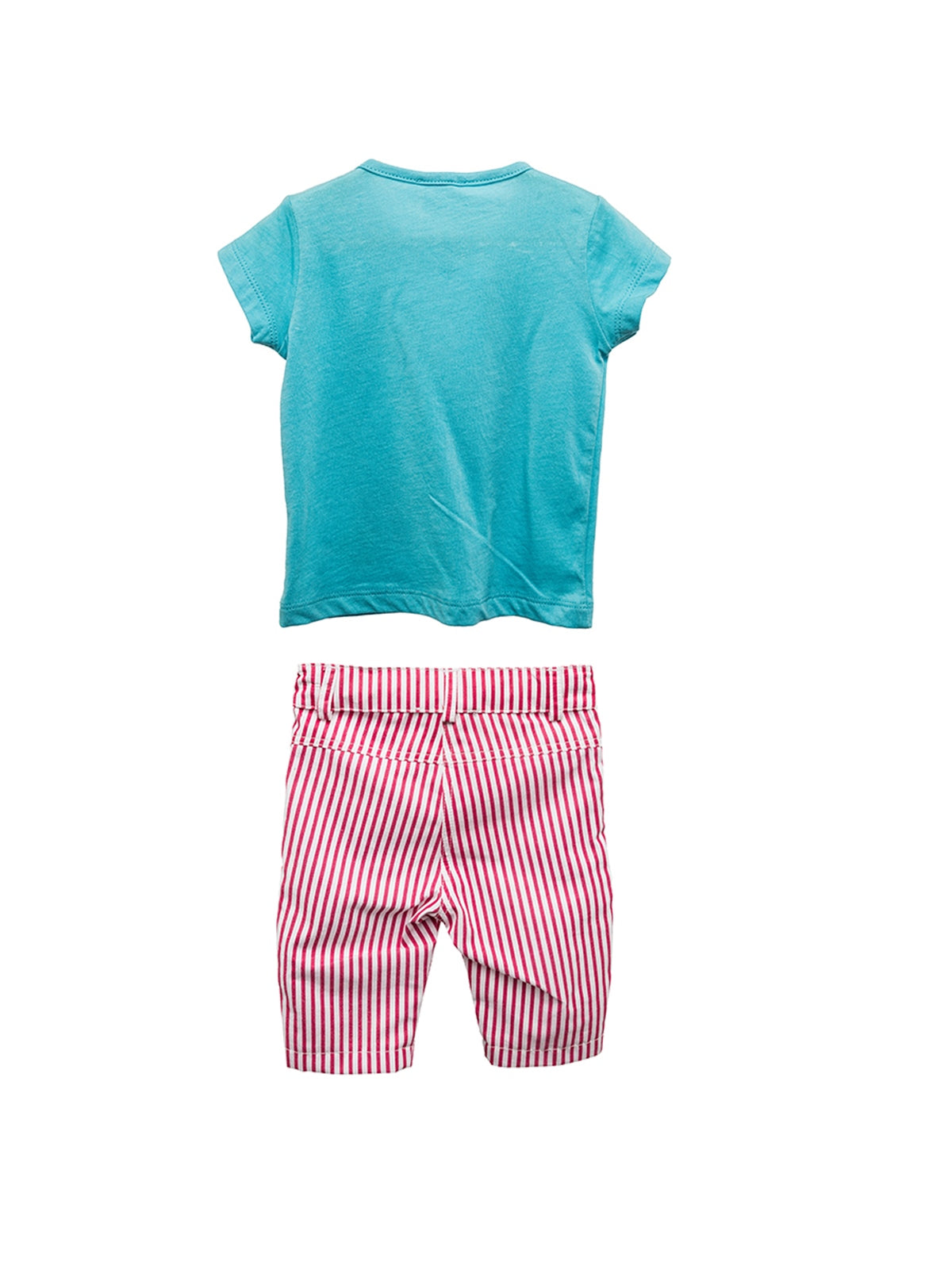 Kız Bebek Mavi Çizgili Nakışlı Pantolon ve T-Shirt Takım (6ay-4yaş)-1
