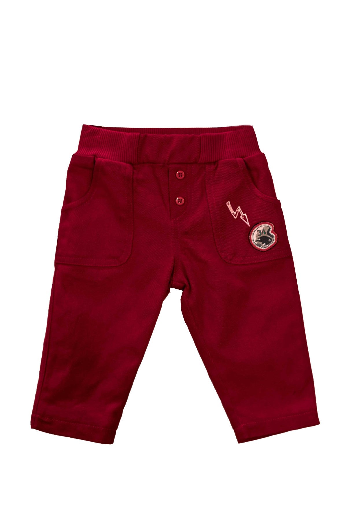 Erkek Bebek Arma Detaylı Bordo Pantolon (6ay-4yaş)-0