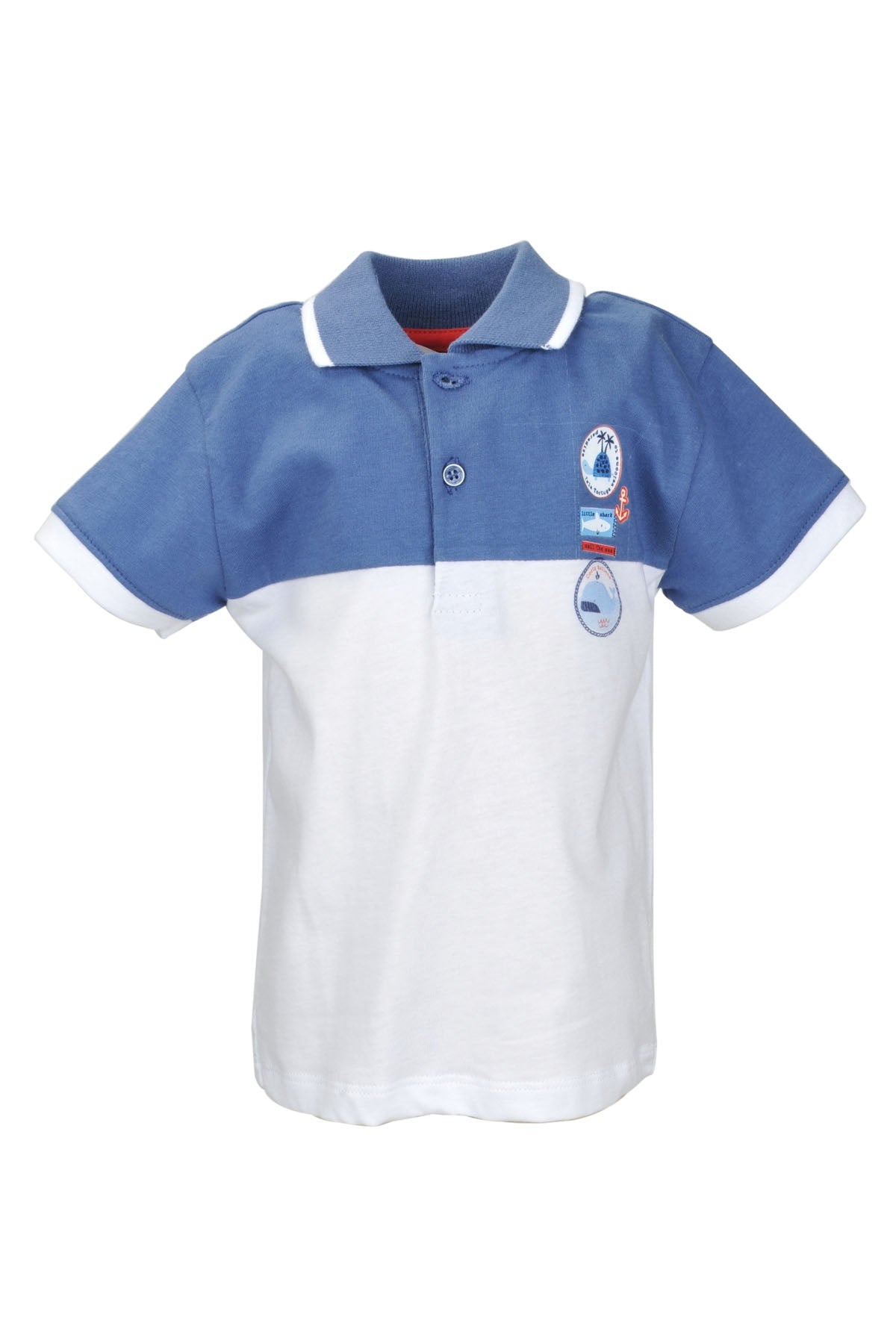 Erkek Bebek Mavi Renk Bloklu Polo Yaka T-Shirt (9ay-4yaş)-1