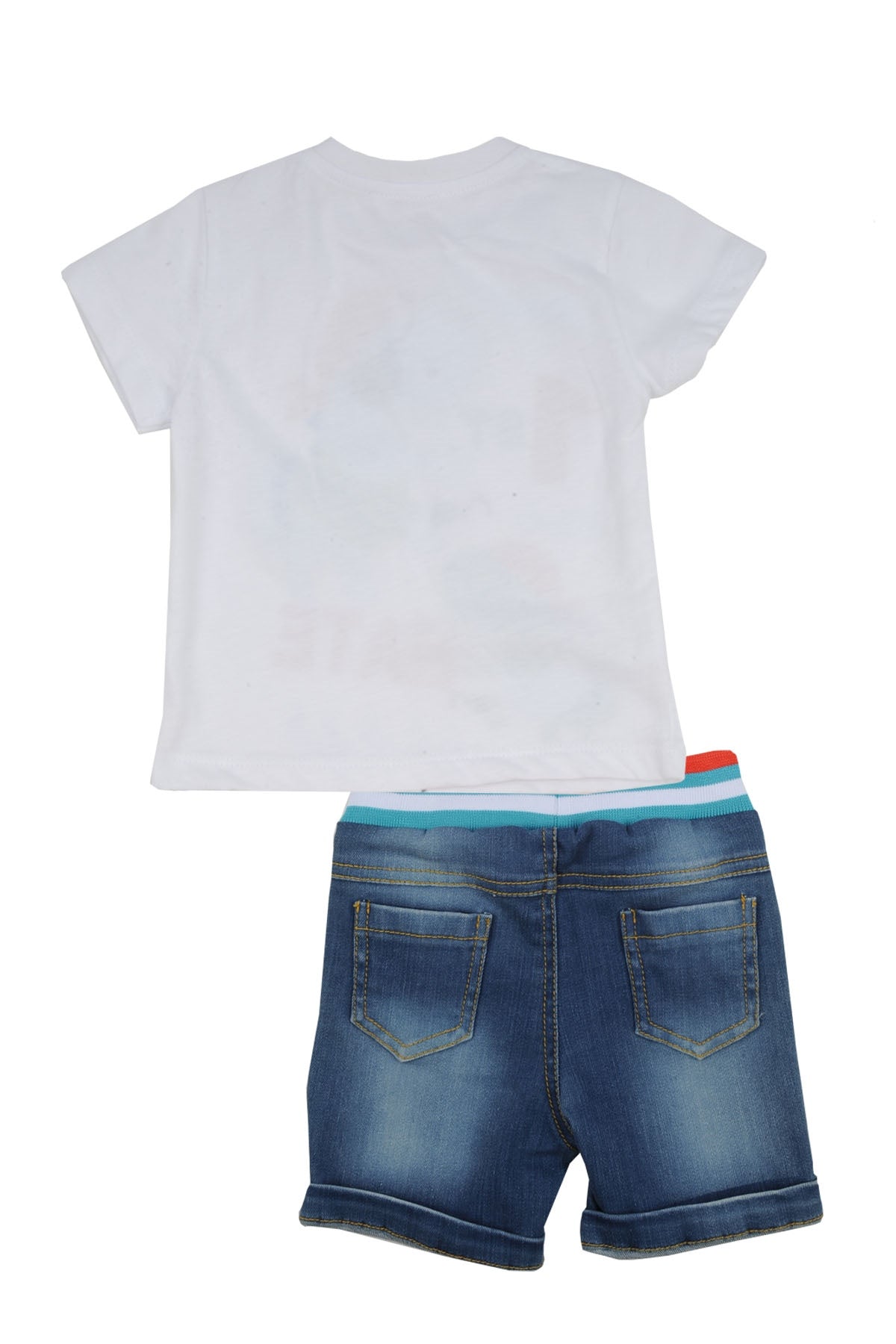 Erkek Bebek Mavi Baskılı T-Shirt ve Kot Şort Takım (6ay-4yaş)-1