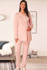 Carpediem 1501 Dantelli Lohusa Pijama Takımı - Lohusa Sepeti