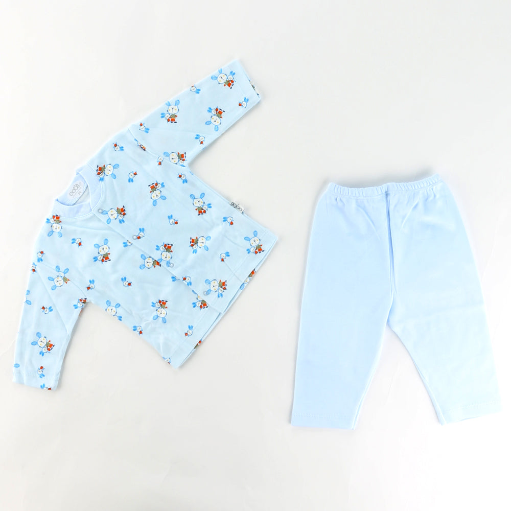 Tavşan Desenli Bebek Pijama Takımı Mavi - 001.2330