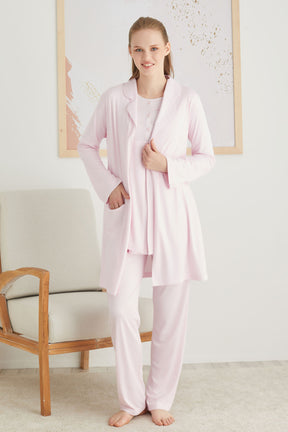Sabahlıklı Güpürlü Yaka Lohusa Pijama Takımı Pembe - 2826
