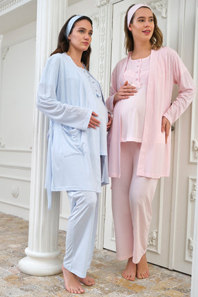 Sabahlıklı Dantelli Lohusa Pijama Takımı - 4319
