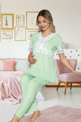 Dantelli Lohusa Pijama Takımı Yeşil - 47192