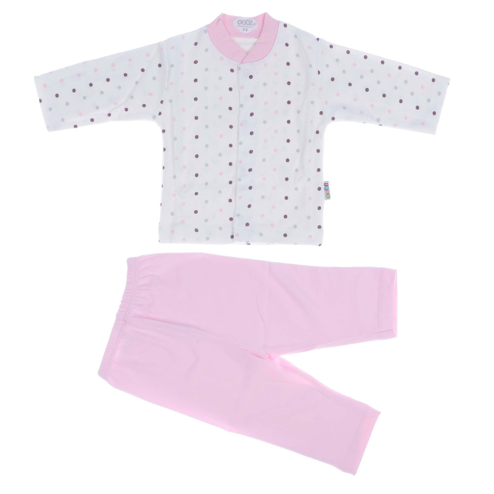 Puantiye Desenli Bebek Pijama Takımı Pembe - 001.2303