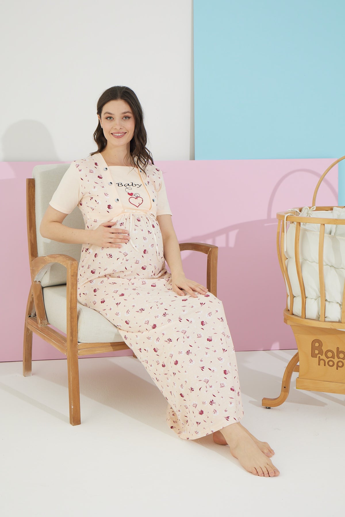 Baby Uzun Lohusa Gecelik Somon - 5418