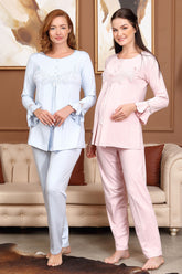 Dantelli Yaka Lohusa Pijama Takımı - 5707