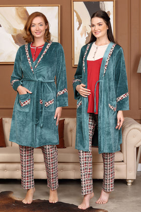 Kadife Sabahlıklı Lohusa Pijama Takımı - 5709