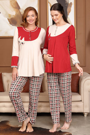 Kadife Sabahlıklı Lohusa Pijama Takımı - 5709