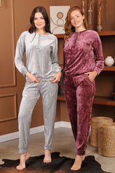 Kadife Güpürlü Lohusa Pijama Takımı - 5731