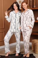 Desenli Önden Düğmeli Lohusa Pijama Takımı - 5734