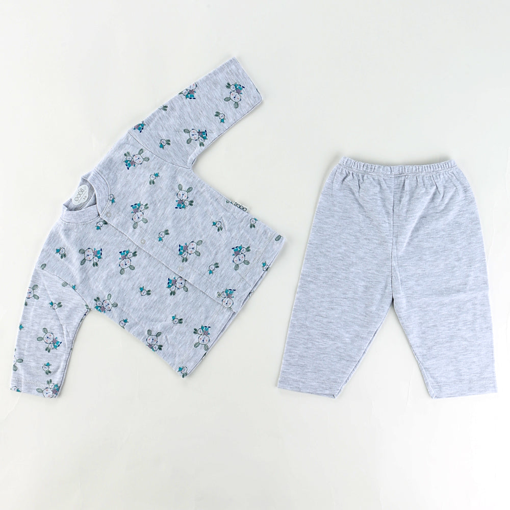 Tavşan Desenli Bebek Pijama Takımı Gri - 001.2330