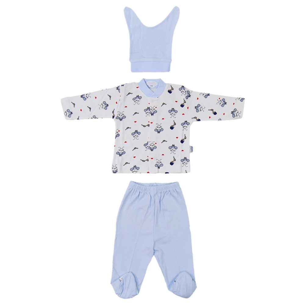 Arı Desenli Bebek Pijama Takımı Mavi - 001.2238