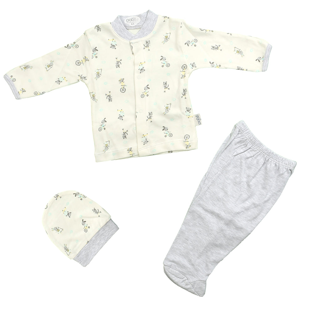 Bisiklet Desenli Bebek Pijama Takımı Gri - 001.2261