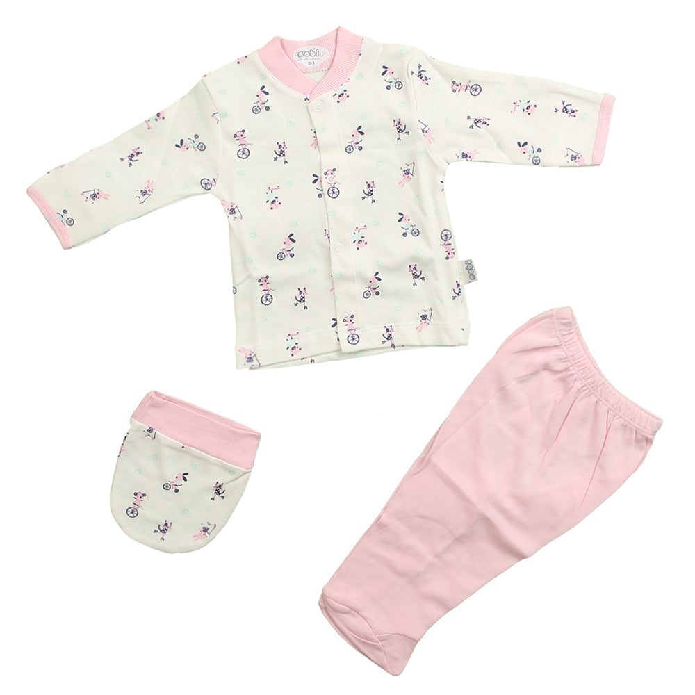 Bisiklet Desenli Bebek Pijama Takımı Pembe - 001.2261