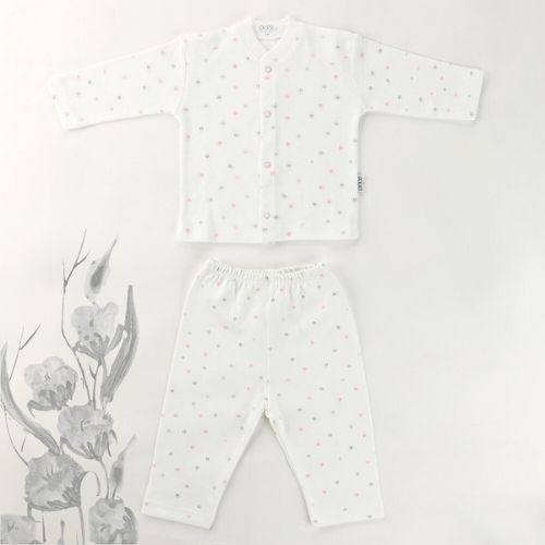 Yıldız Desenli Bebek Pijama Takımı Ekru - 001.2331