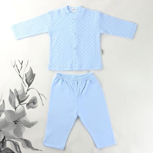 Puantiyeli Bebek Pijama Takımı Mavi - 001.2328
