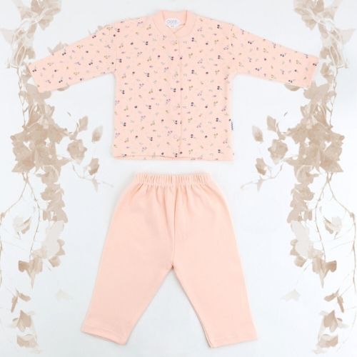 Çiçek Desenli Bebek Pijama Takımı Somon - 001.9103