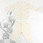 Çiçek Desenli Bebek Pijama Takımı Ekru - 001.9103