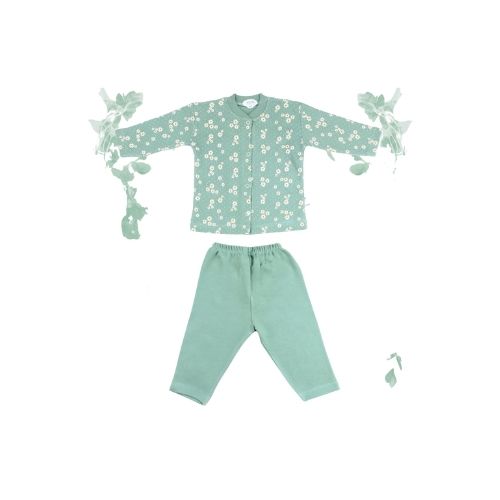Papatya Desenli Bebek Pijama Takımı Yeşil - 001.9104