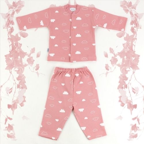 Bulut Desenli Bebek Pijama Takımı Pembe - 001.9102