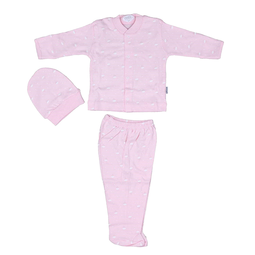 Bulut Desenli Bebek Pijama Takımı Pembe - 001.2253