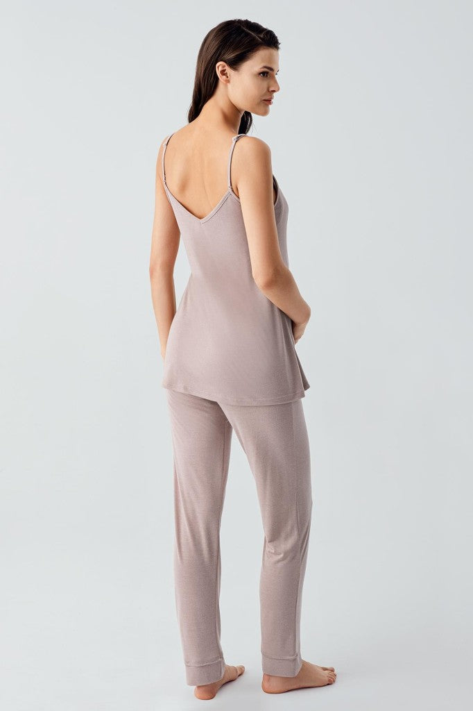 Askılı Esnek Viskoz Hamile Sabahlık Pijama Takım 17301