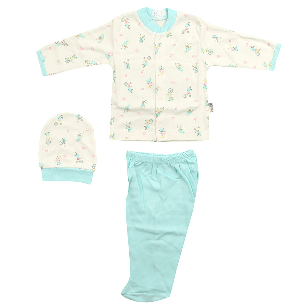 Bisiklet Desenli Bebek Pijama Takımı Turkuaz - 001.2261