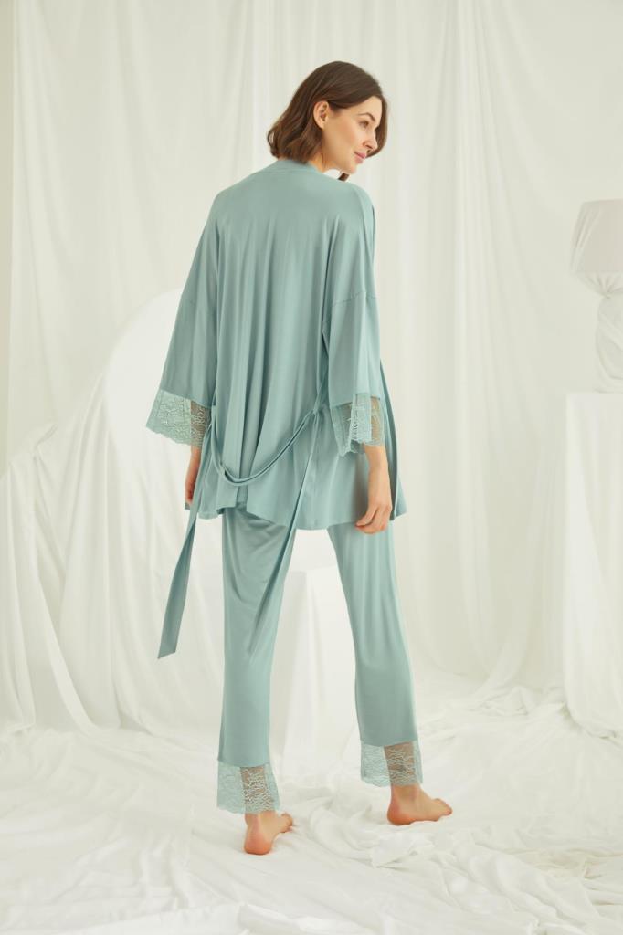 Dantelli Hamile Lohusa 3'lü Pijama Takımı 18469