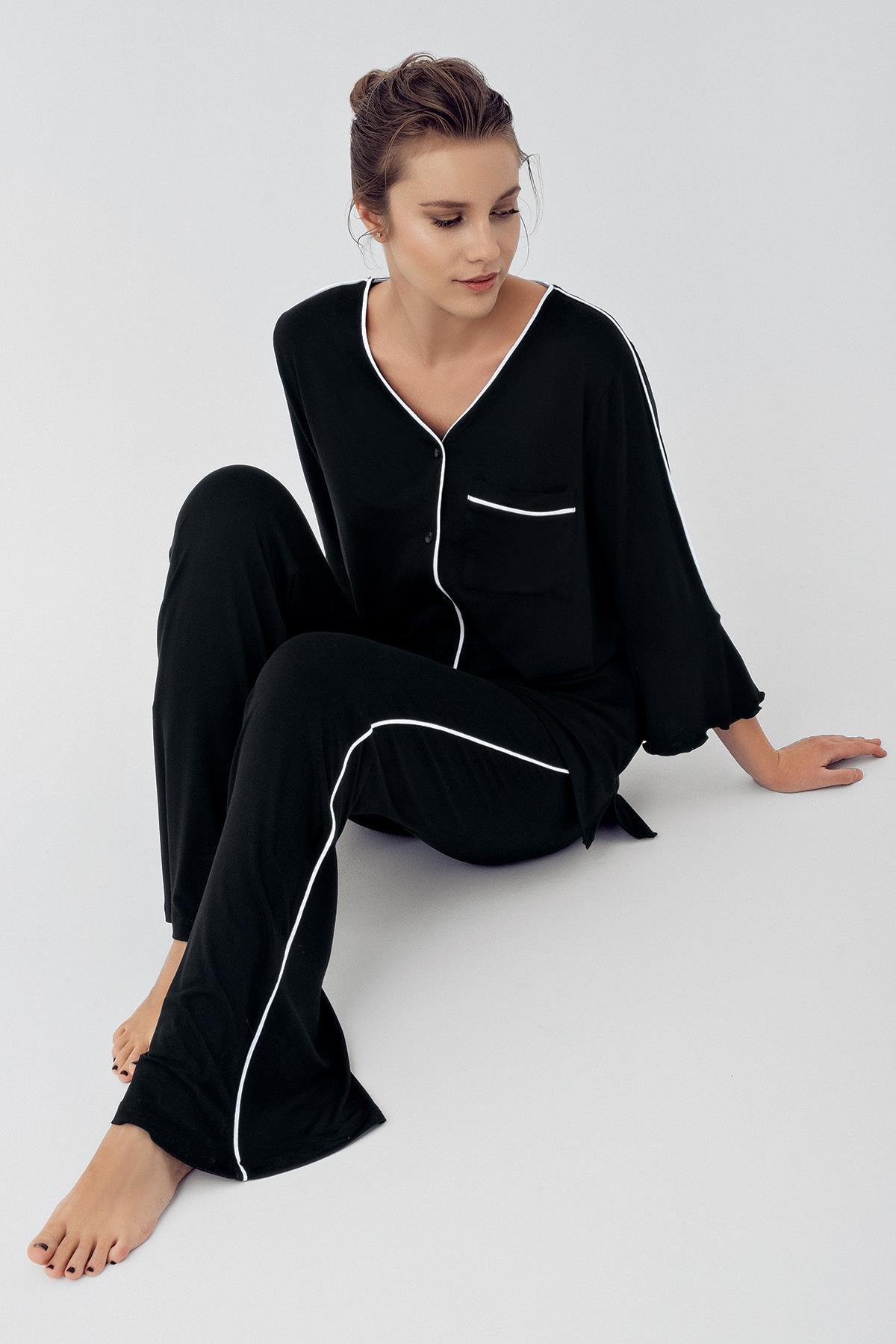 Biyeli Düğmeli Lohusa Pijama Takımı - 16207