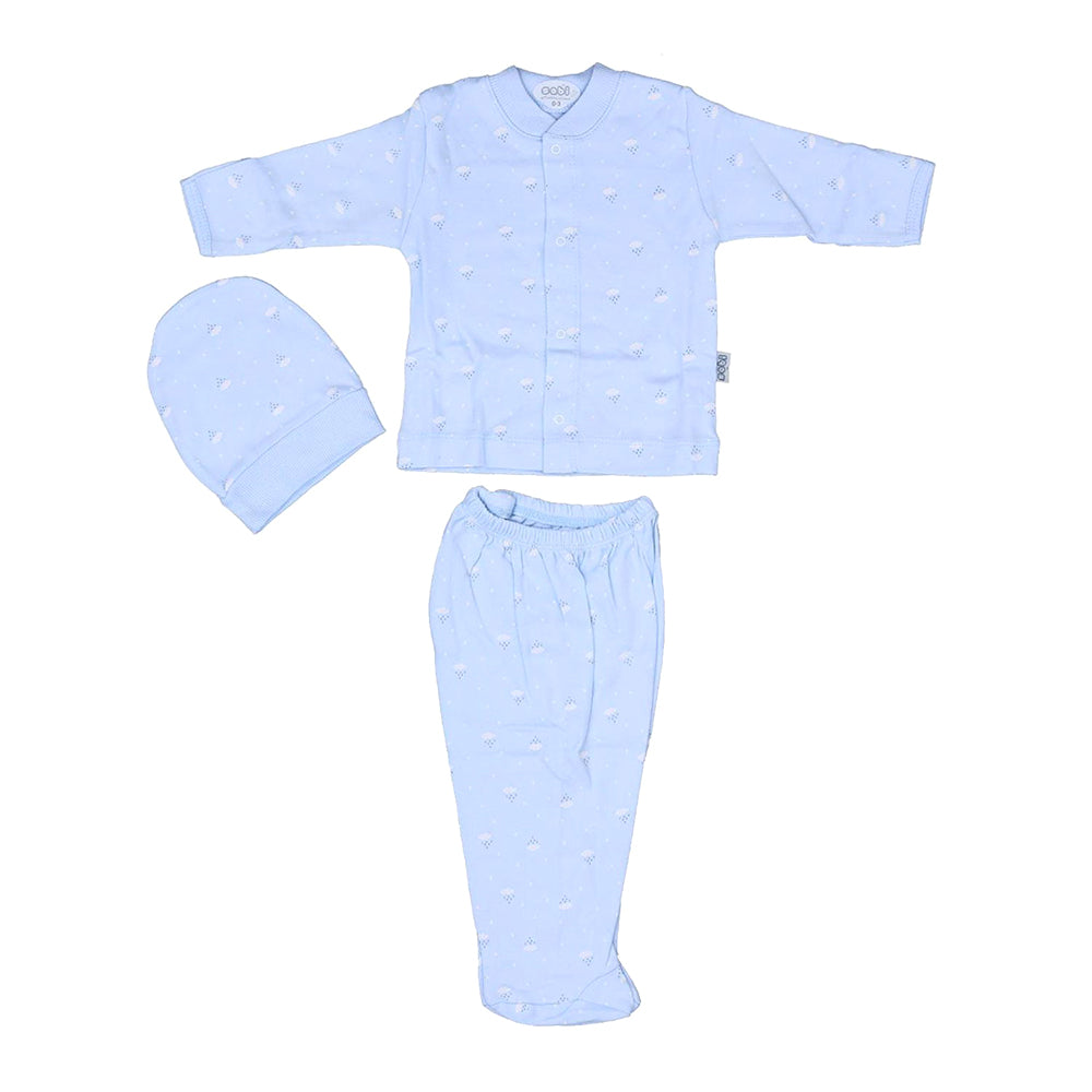 Bulut Desenli Bebek Pijama Takımı Mavi - 001.2253