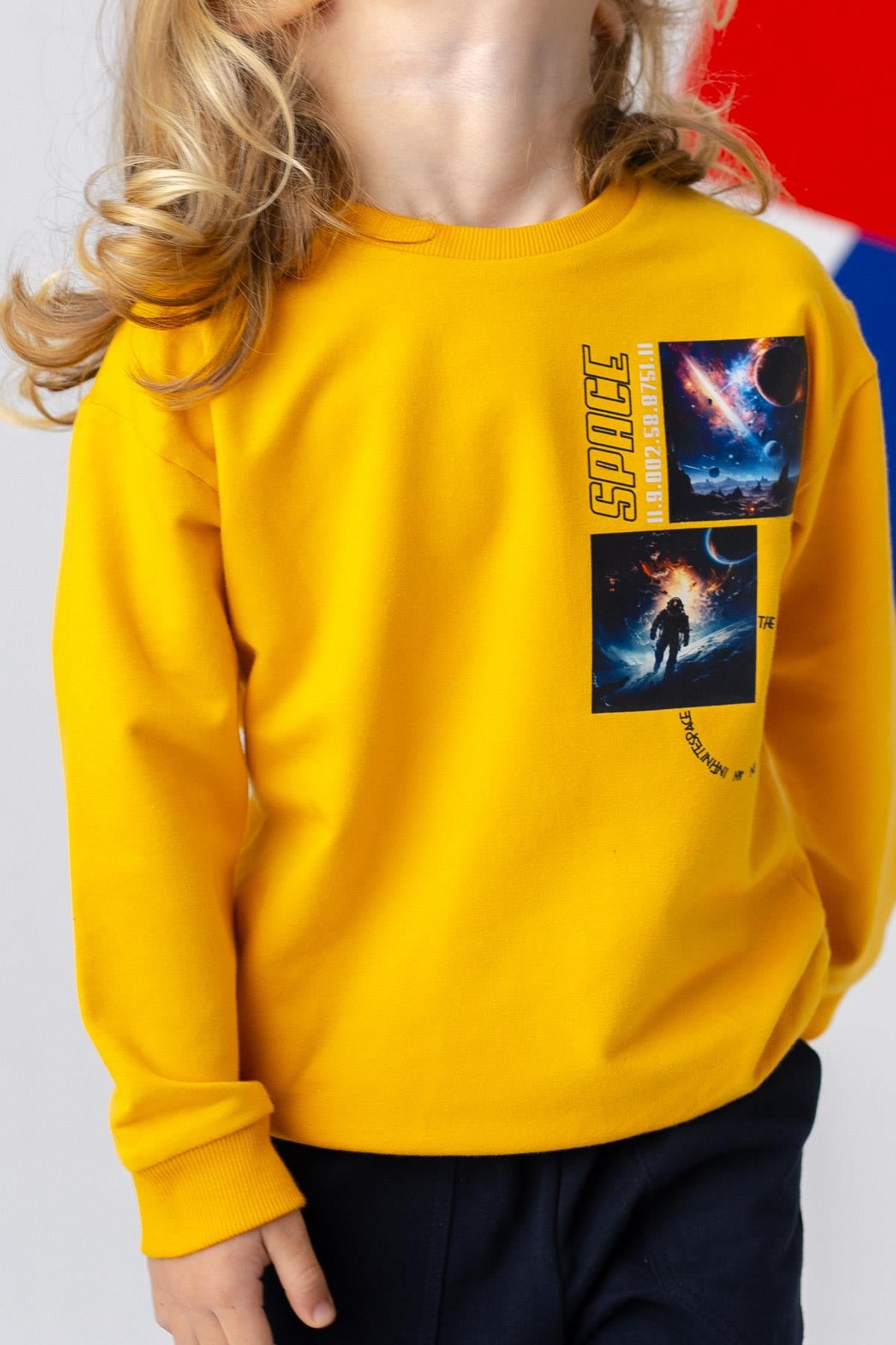 Erkek Çocuk Uzay Baskılı Basic Sweatshirt-1