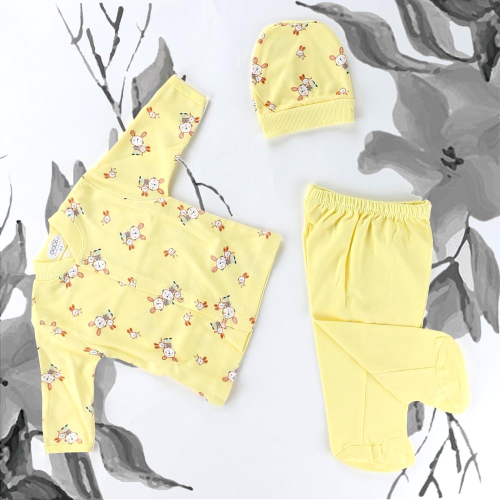 Tavşan Desenli Bebek Pijama Takımı Sarı - 001.2266
