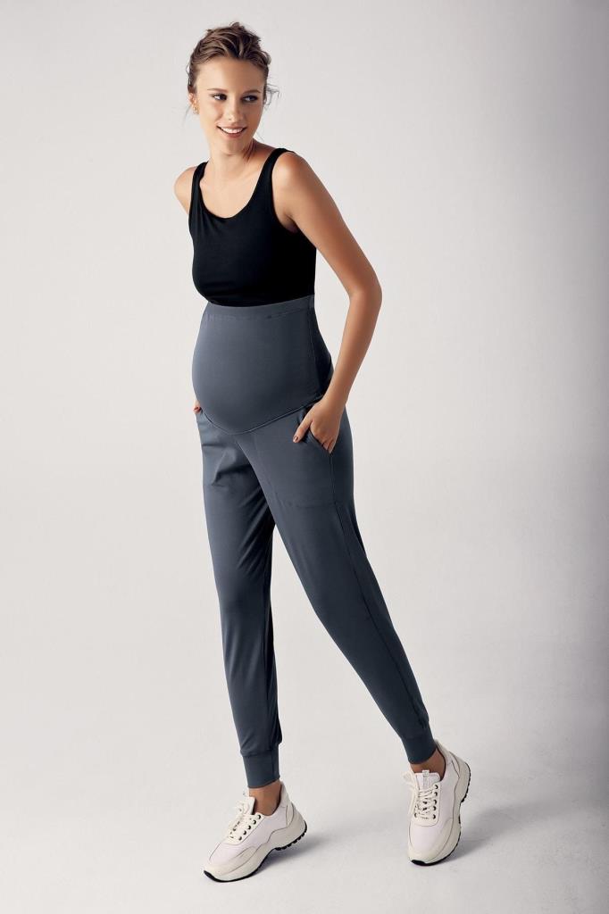Kadın Yüksek Bel Cepli Hamile Jogger Eşofman Altı E02