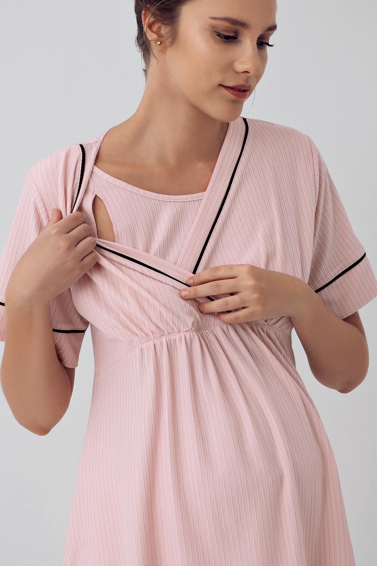 Sabahlıklı Kruvaze Lohusa Pijama Takımı - 16302