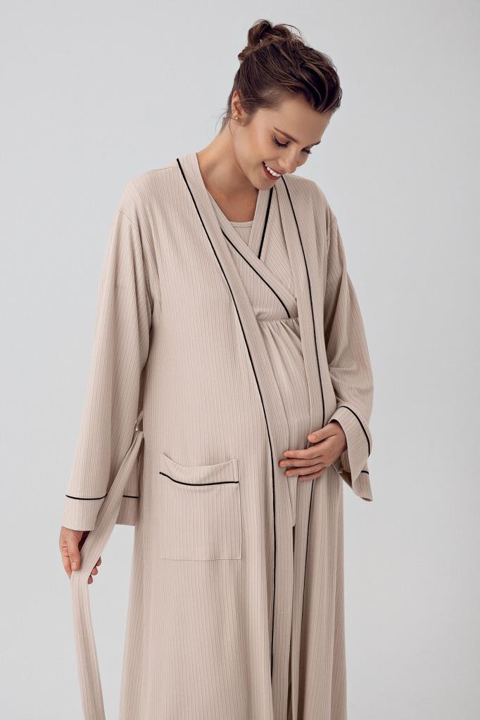 Sabahlıklı Kruvaze Lohusa Pijama Takımı - 16302