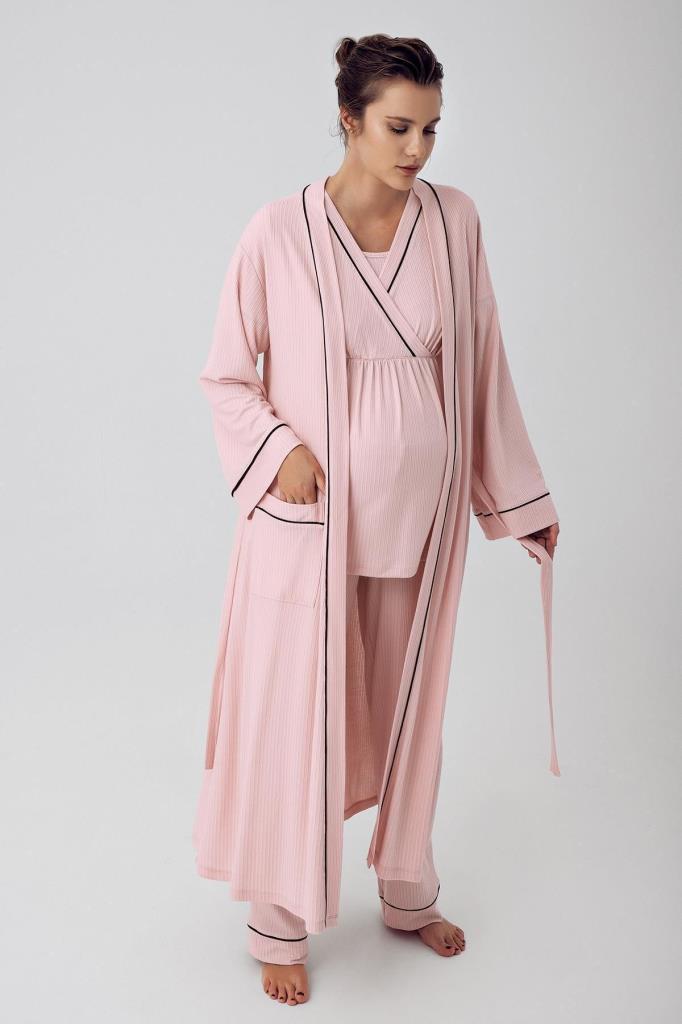 Sabahlıklı Kruvaze Lohusa Pijama Takımı - 16302