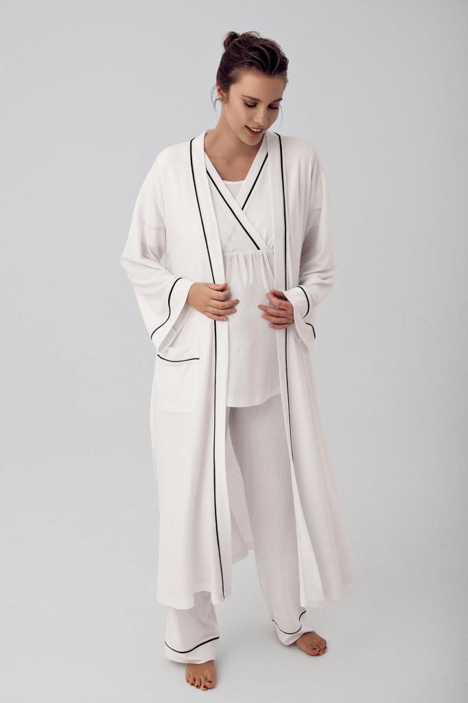 Sabahlıklı Kruvaze Lohusa Pijama Takımı - 16302