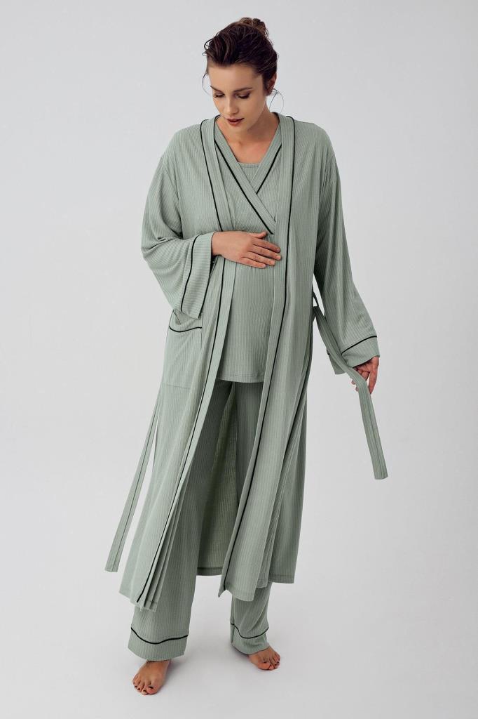 Sabahlıklı Kruvaze Lohusa Pijama Takımı - 16302