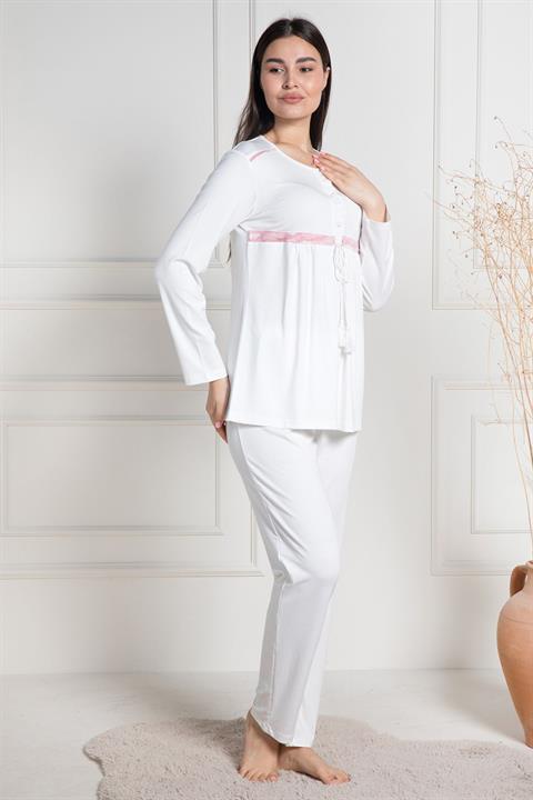 Pembe Sabahlıklı Şardonlu Hamile Lohusa Pijama Takımı 6100