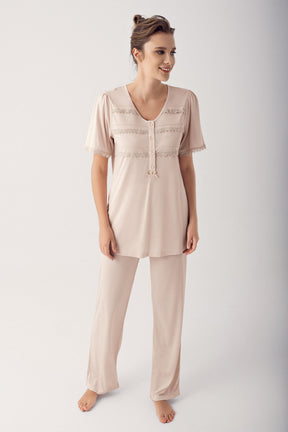Dantelli Lohusa Pijama Takımı - 12201 - Lohusa Sepeti
