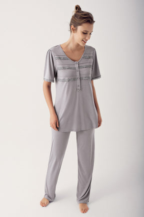 Dantelli Lohusa Pijama Takımı - 12201 - Lohusa Sepeti